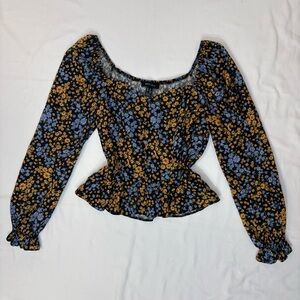 New Look Floral Peplum Corset Top- Bubble Sleeves-8